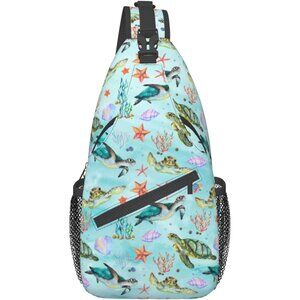 Women's Goth Sling Backpack Crossbody Shoulder Bag Travel Hiking Daypack Turtle
